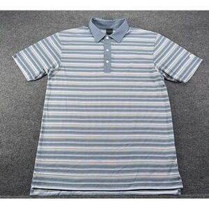 Dunning Golf Ventilated Performance Polo Mens M Blue Stripe EUC